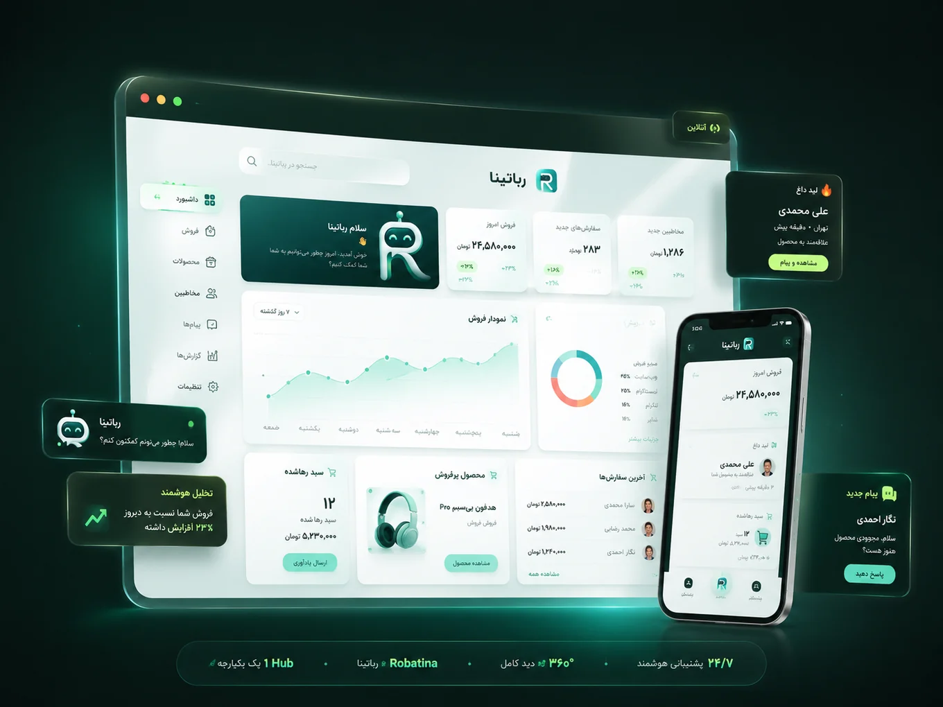چتبات هوش مصنوعی ووکامرس رباتینا
